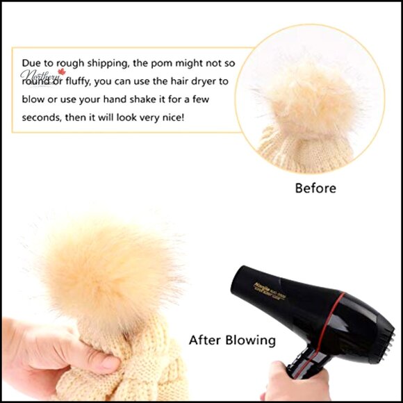 Oversized Knit Slouchy Beanie with Removable Faux Fur Pompom Winter Hat - Picture 6 of 7